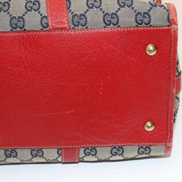 Gucci Vintage Red and Navy GG Monogram Satchel - Picture 11 of 14